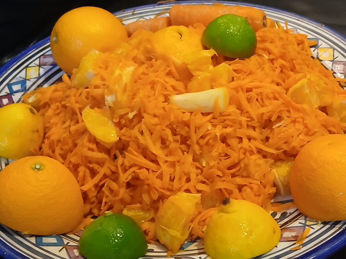 Carrot and orange salad with lemons and limes